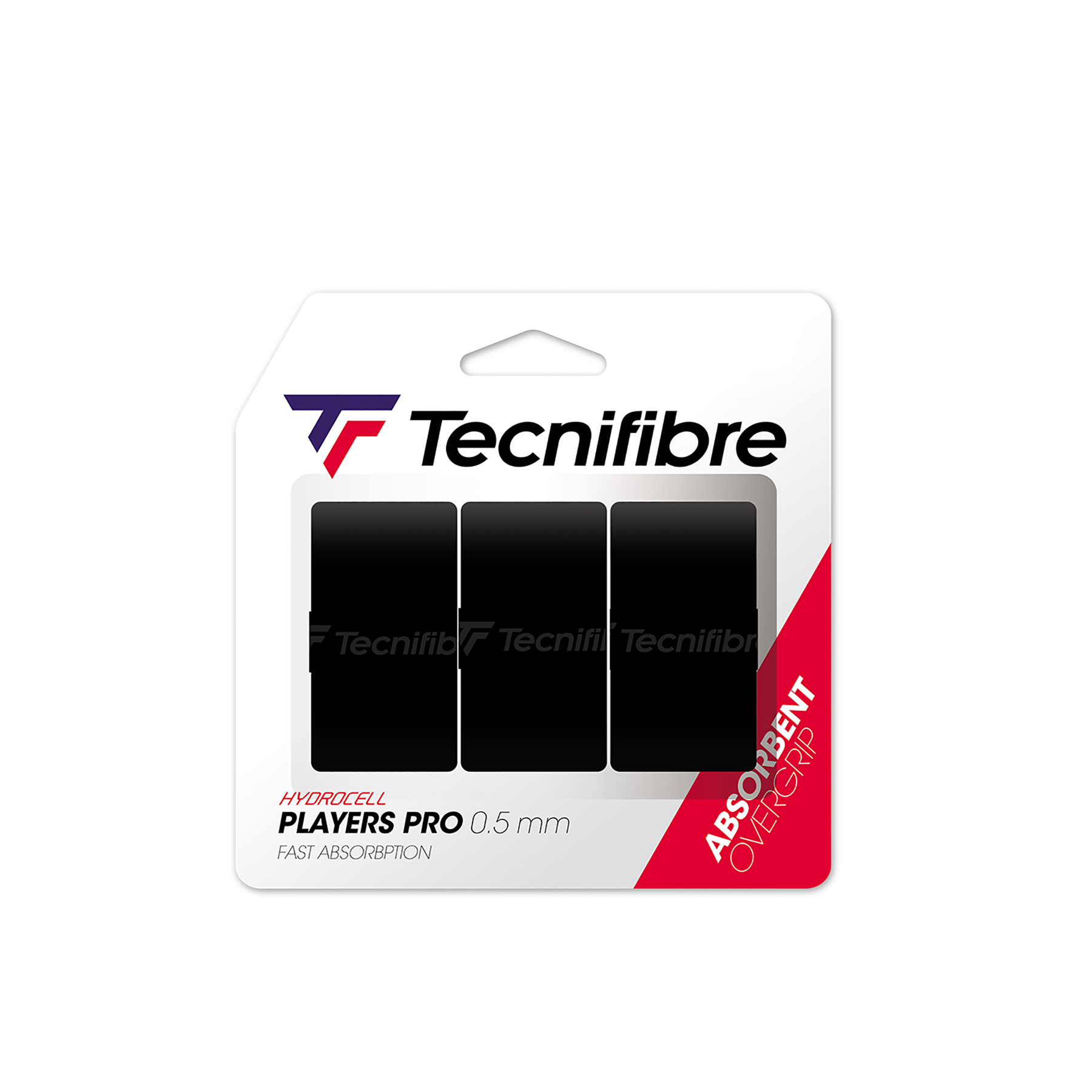Tecnifibre Players overgrip, pack of 3, black
